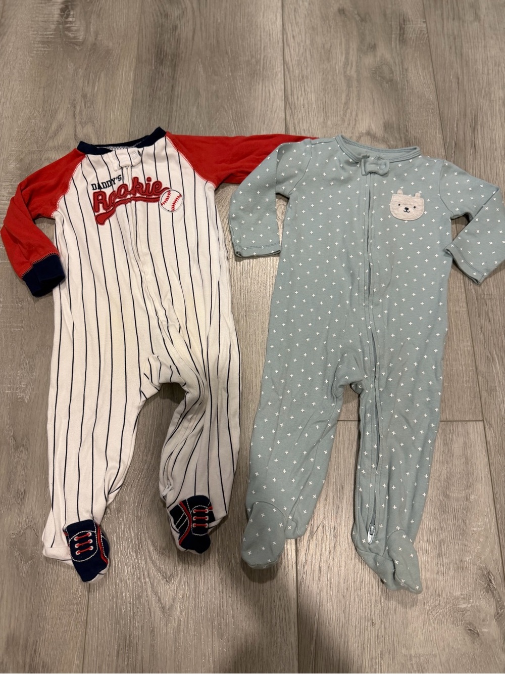 Carter's Red, White & Navy Baseball Footed One-Piece